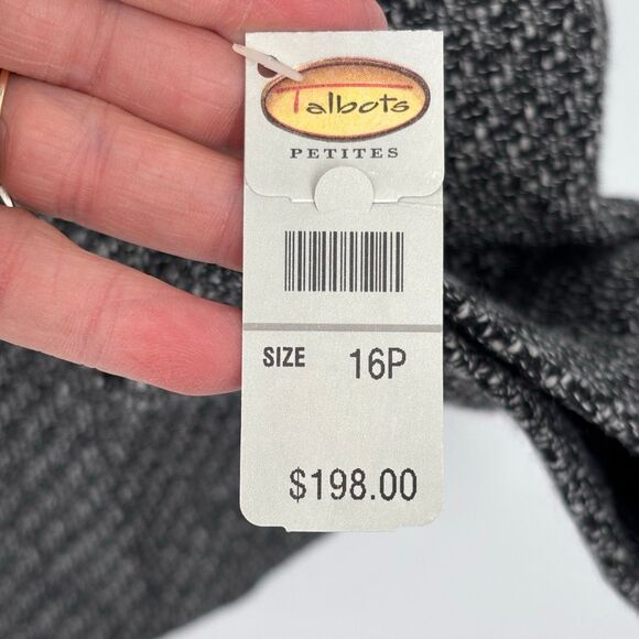 Talbots Women’s Blazer Black White Tweed 100% Wool 2-Button Jacket Size 16P NWT - Picture 3 of 9